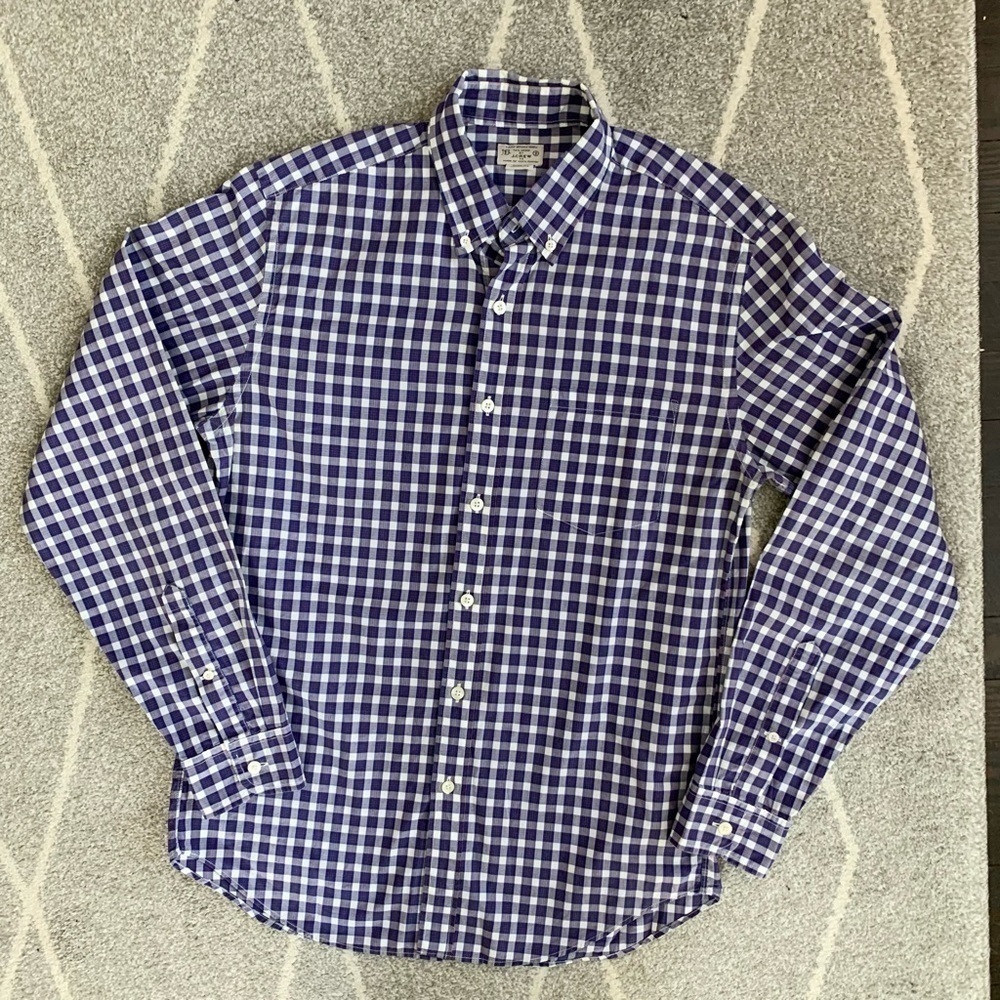 J. Crew Light Weight Blue and Red Plaid Cotton Button Down Shirt